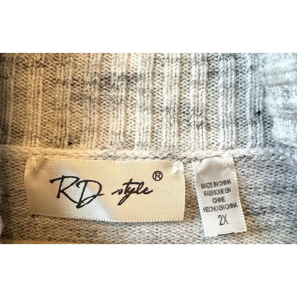 RD Style Sweater Women's 2XL Ursula Spongey Turtleneck Pullover Light Grey‎ NWT